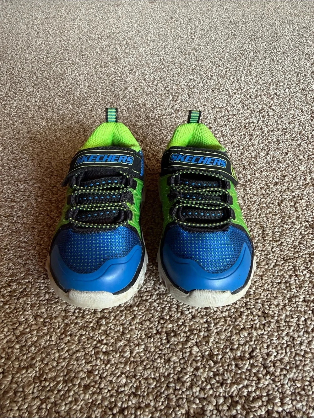 Skechers toddler Boys' Blue and Green Light up Sneakers sz5